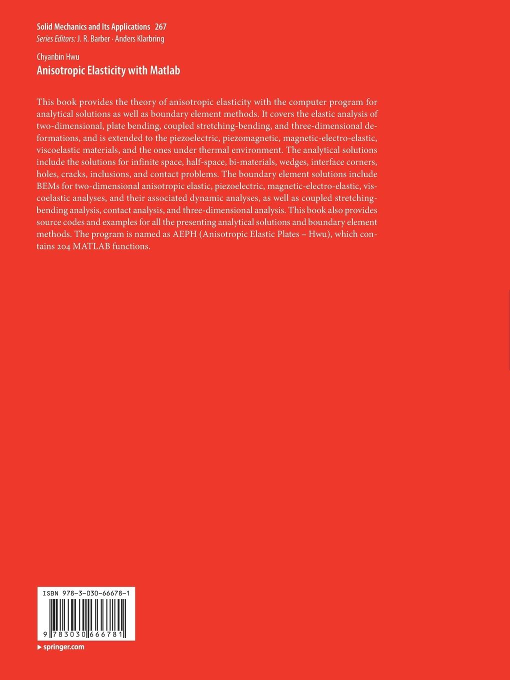 Rückseitencover Anisotropic Elasticity with Matlab