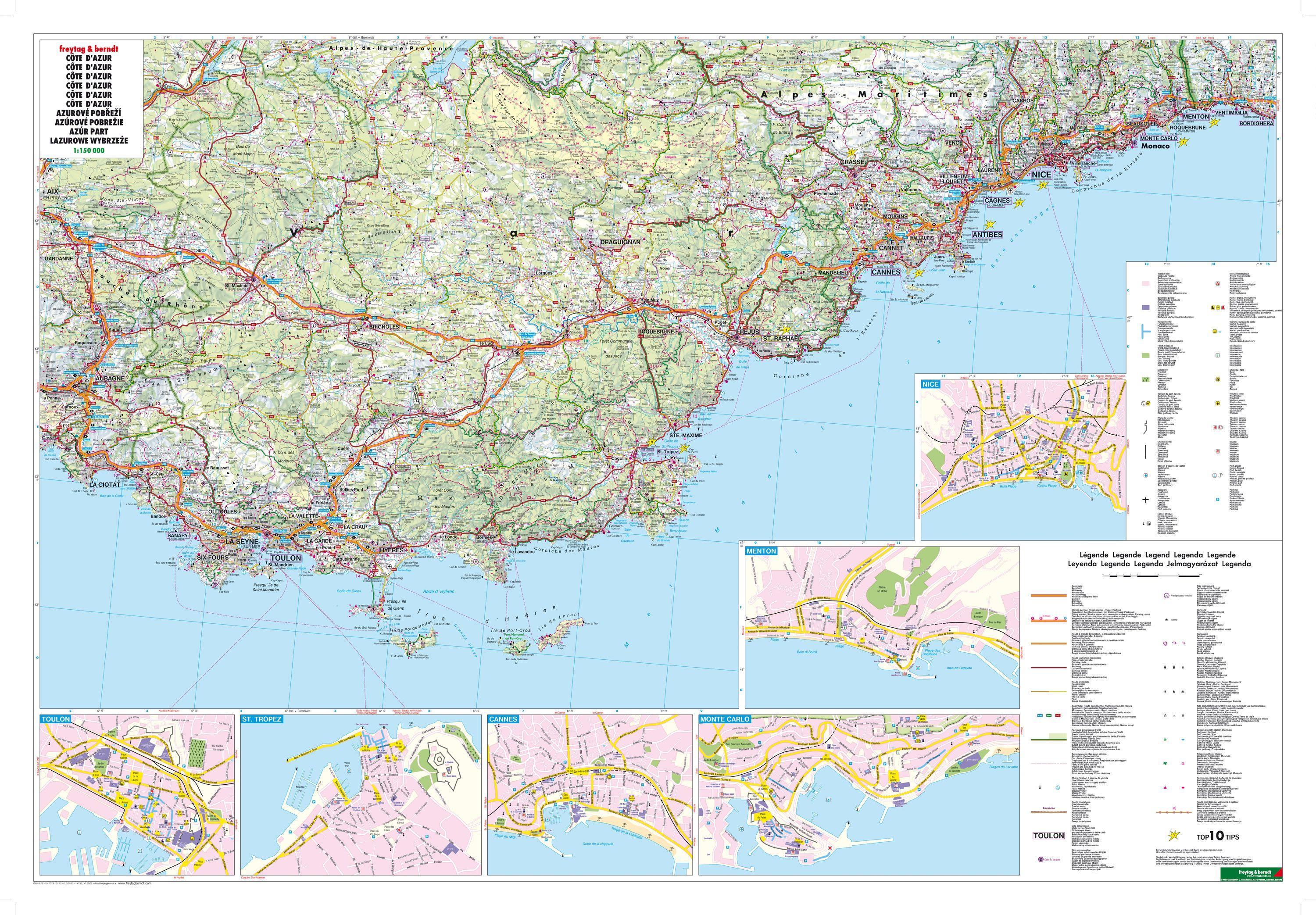 Beispielinhalt (Bild) Cote d' Azur 1 : 150 000