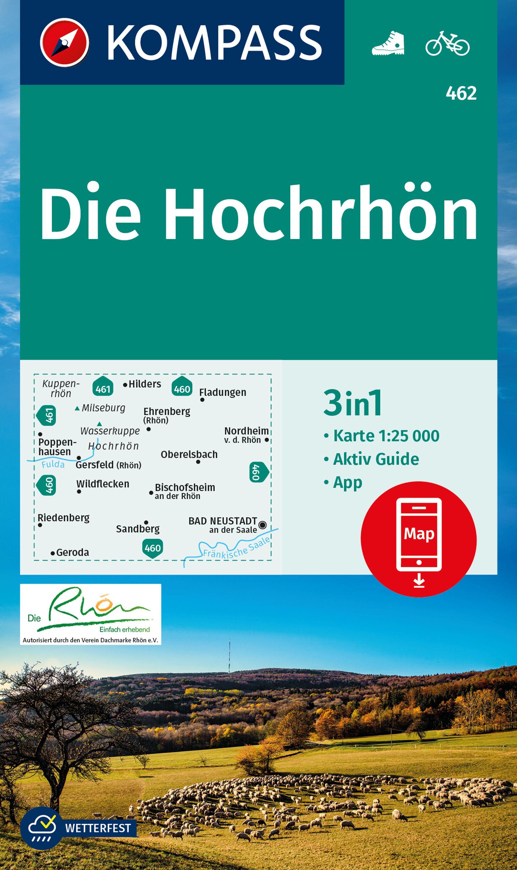 Vorderes Coverbild KOMPASS Wanderkarte 462 Die Hochrhön 1:25.000