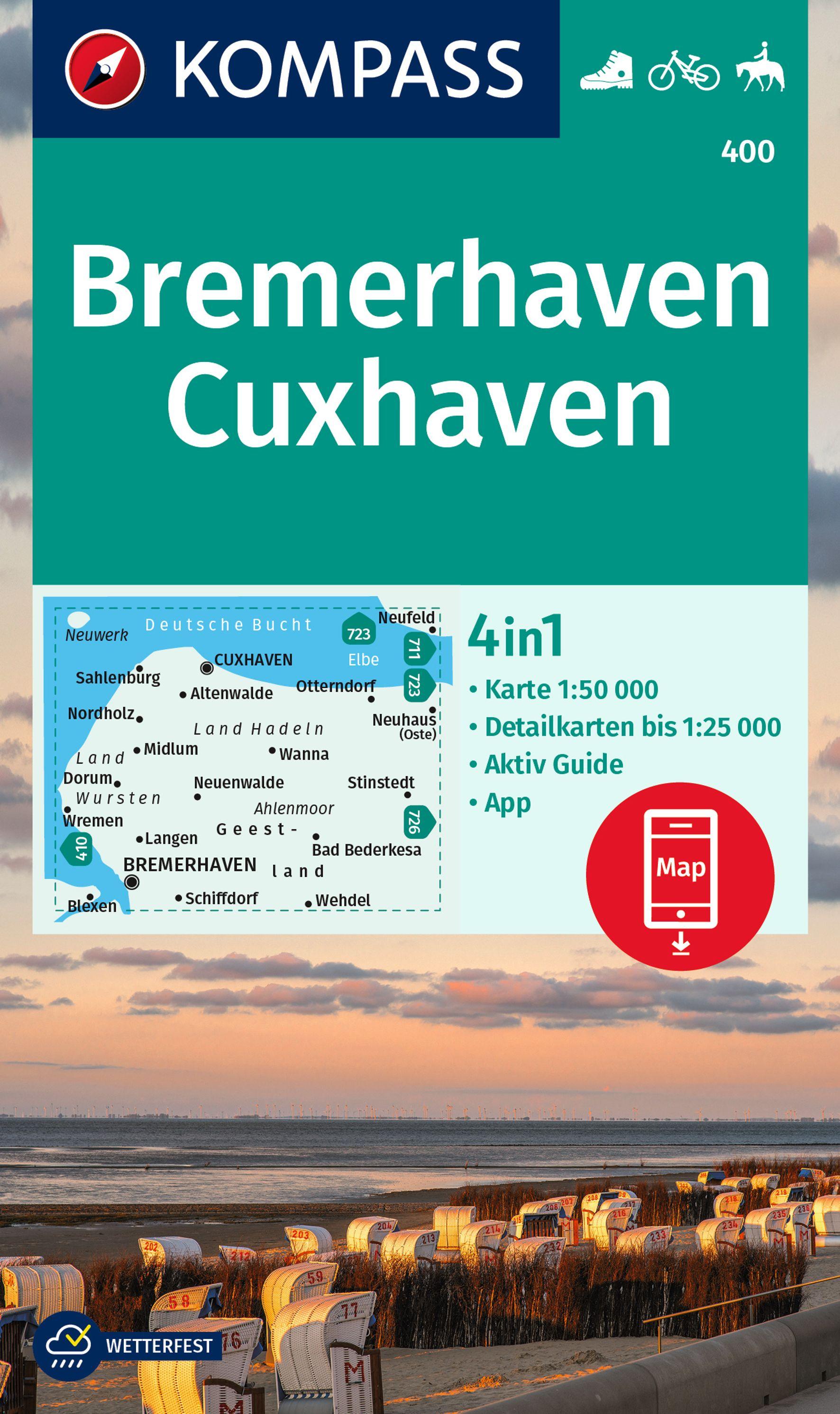 Vorderes Coverbild KOMPASS Wanderkarte 400 Bremerhaven-Cuxhaven 1:50.000