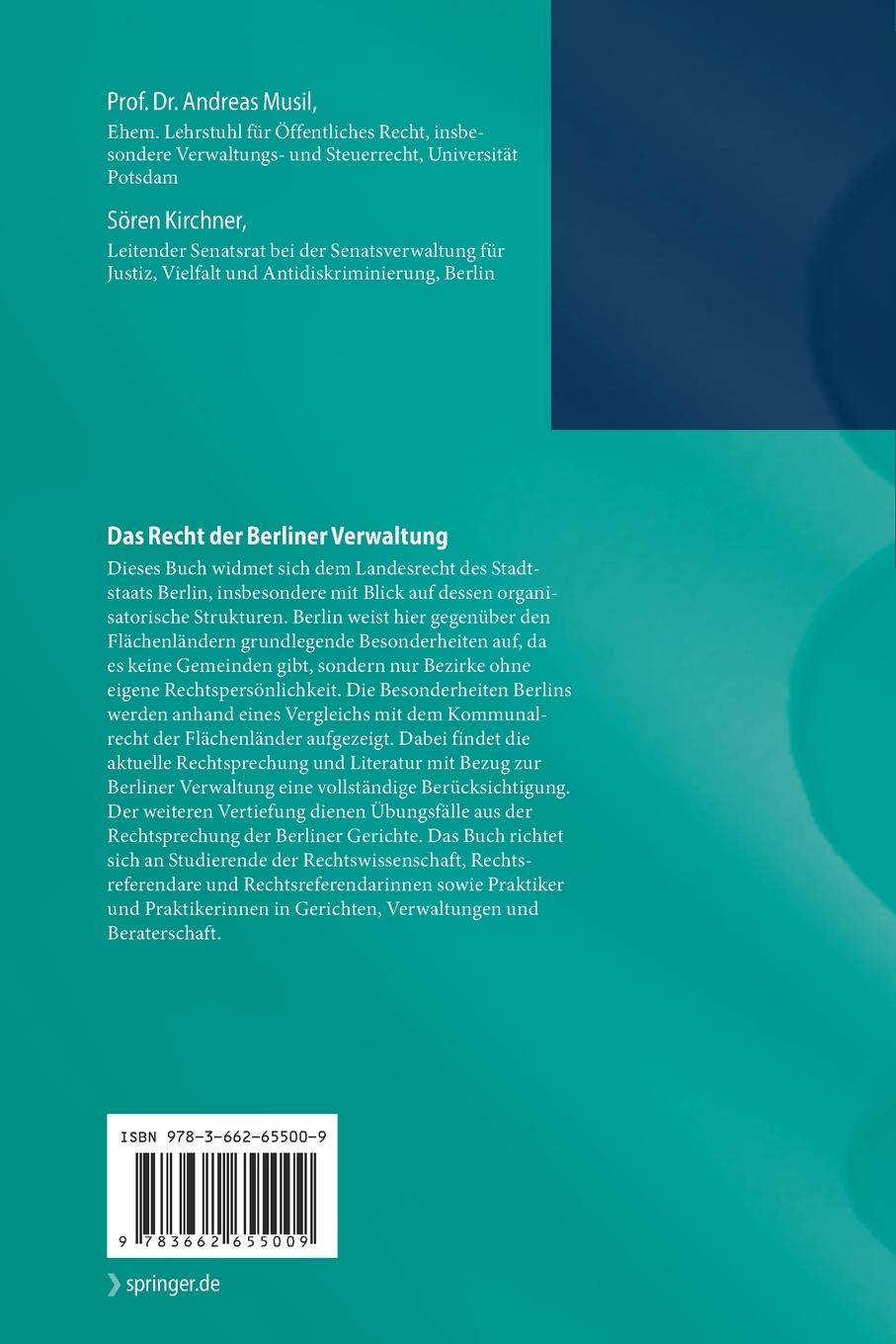 Rückseitencover Das Recht der Berliner Verwaltung