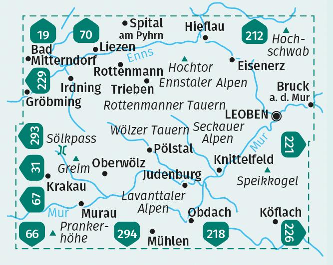 Beispielinhalt (Bild) KOMPASS Wanderkarten-Set 223 Sölktäler, Rottenmanner Tauern, Seckauer Alpen (2 Karten) 1:55.000
