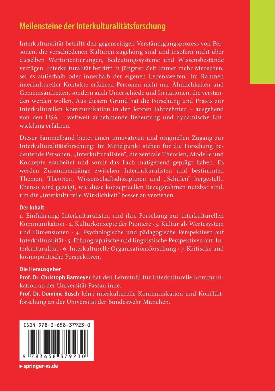 Rückseitencover Meilensteine der Interkulturalitätsforschung