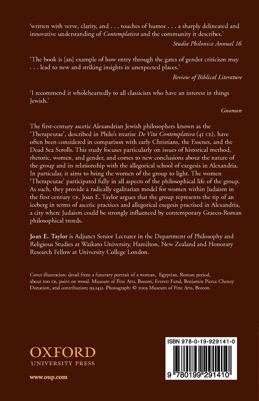Rückseitencover Jewish Women Philosophers of First-Century Alexandria