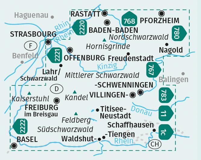 Beispielinhalt (Bild) KOMPASS Wanderkarten-Set 888 Schwarzwald Gesamt (4 Karten) 1:50.000