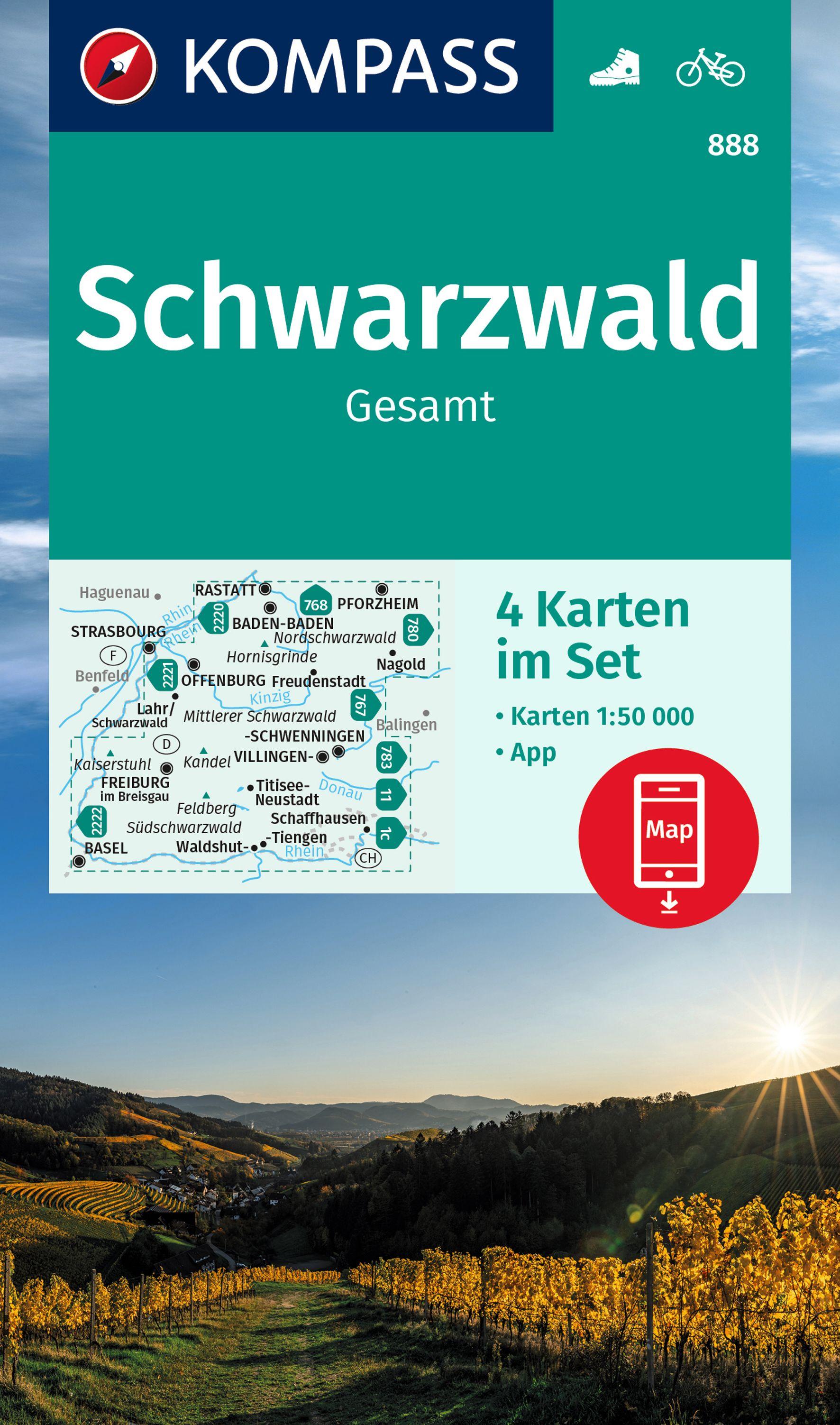 Vorderes Coverbild KOMPASS Wanderkarten-Set 888 Schwarzwald Gesamt (4 Karten) 1:50.000