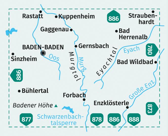Beispielinhalt (Bild) KOMPASS Wanderkarte 872 Baden-Baden, Murgtal, Gaggenau, Gernsbach, Bad Herrenalb 1:25.000