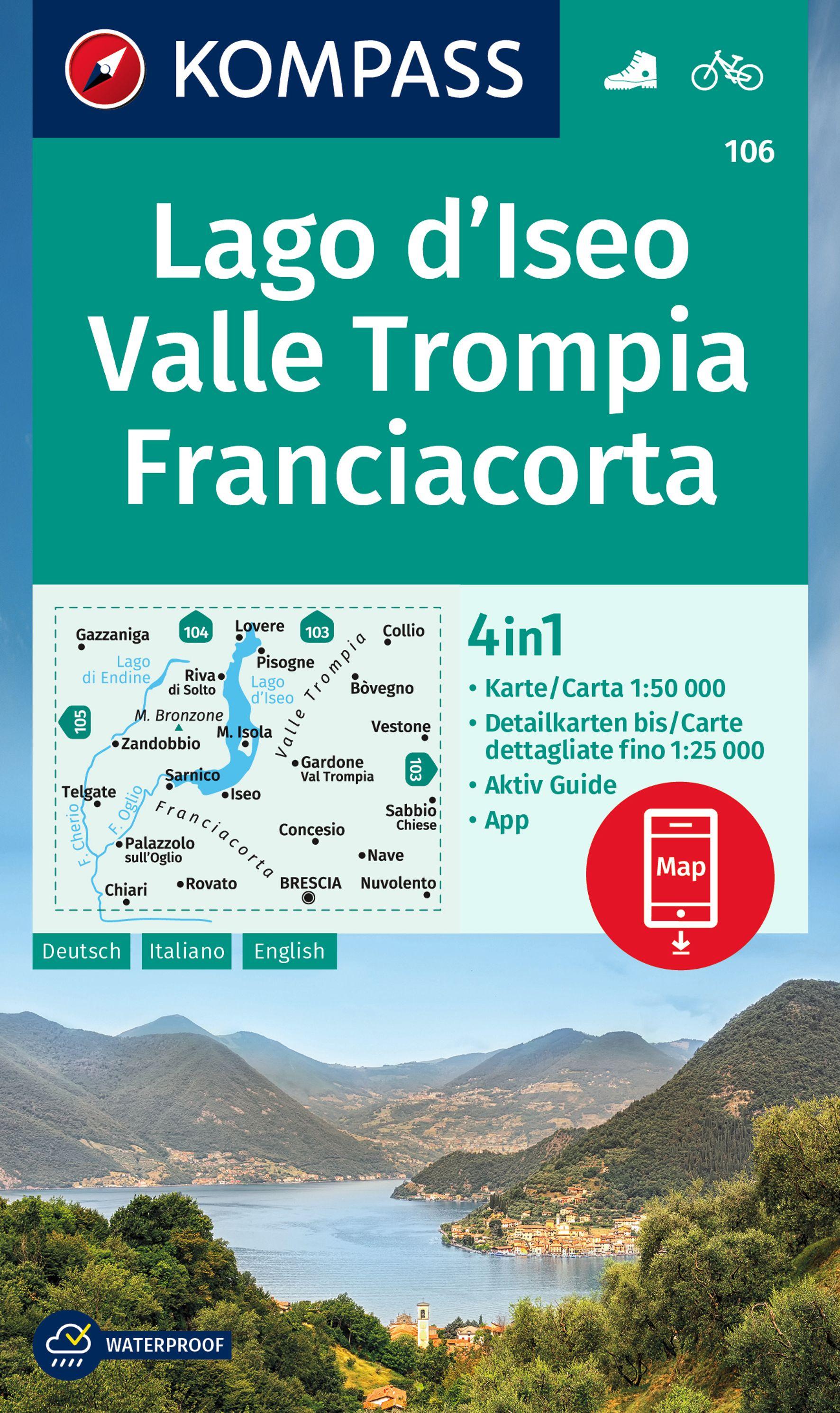 Vorderes Coverbild KOMPASS Wanderkarte 106 Lago d'Iseo, Valle Trompia, Franciacorta 1:50.000