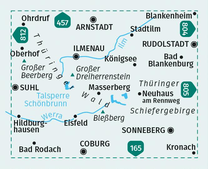 Beispielinhalt (Bild) KOMPASS Wanderkarte 813 Östlicher Thüringer Wald 1:50.000