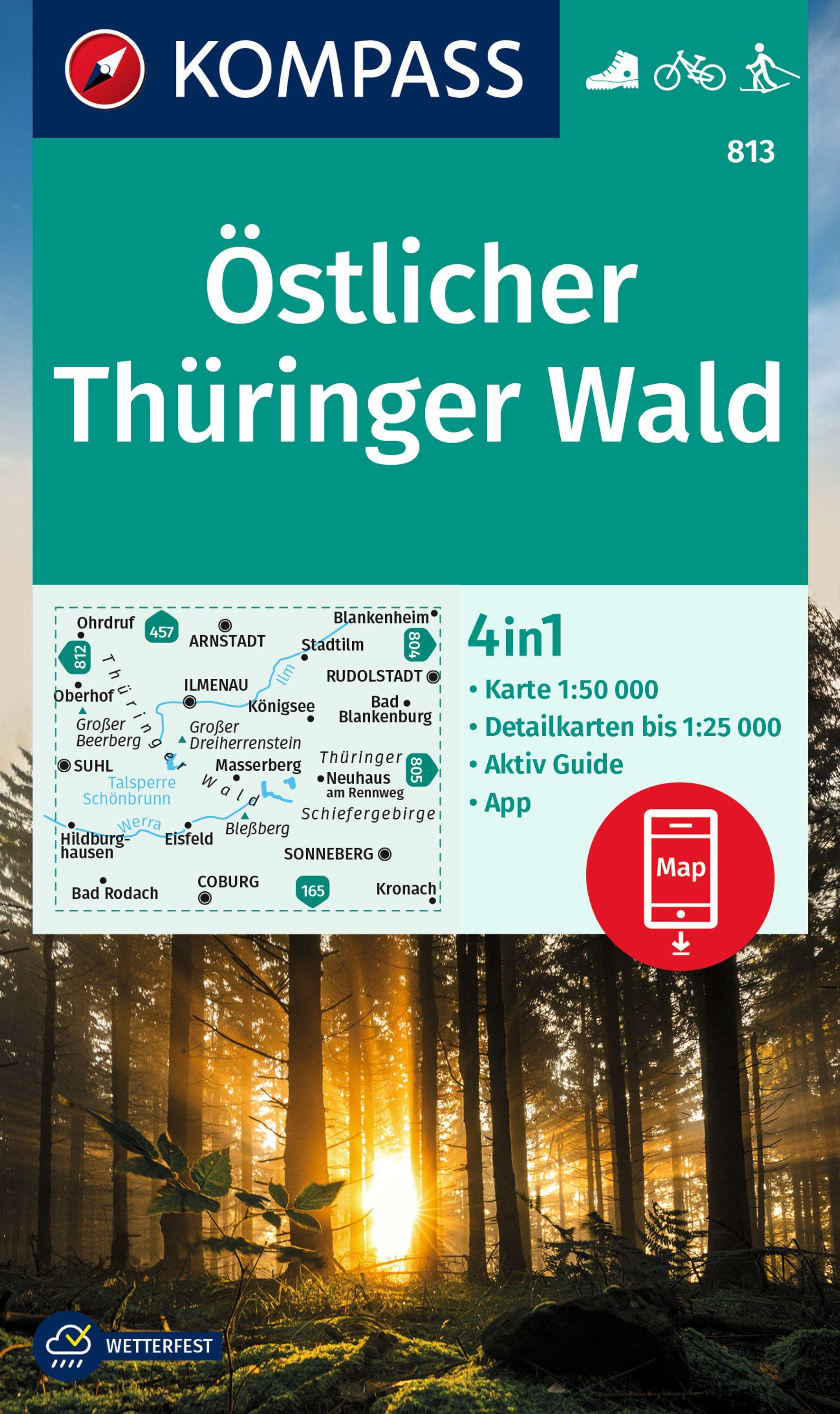 Vorderes Coverbild KOMPASS Wanderkarte 813 Östlicher Thüringer Wald 1:50.000
