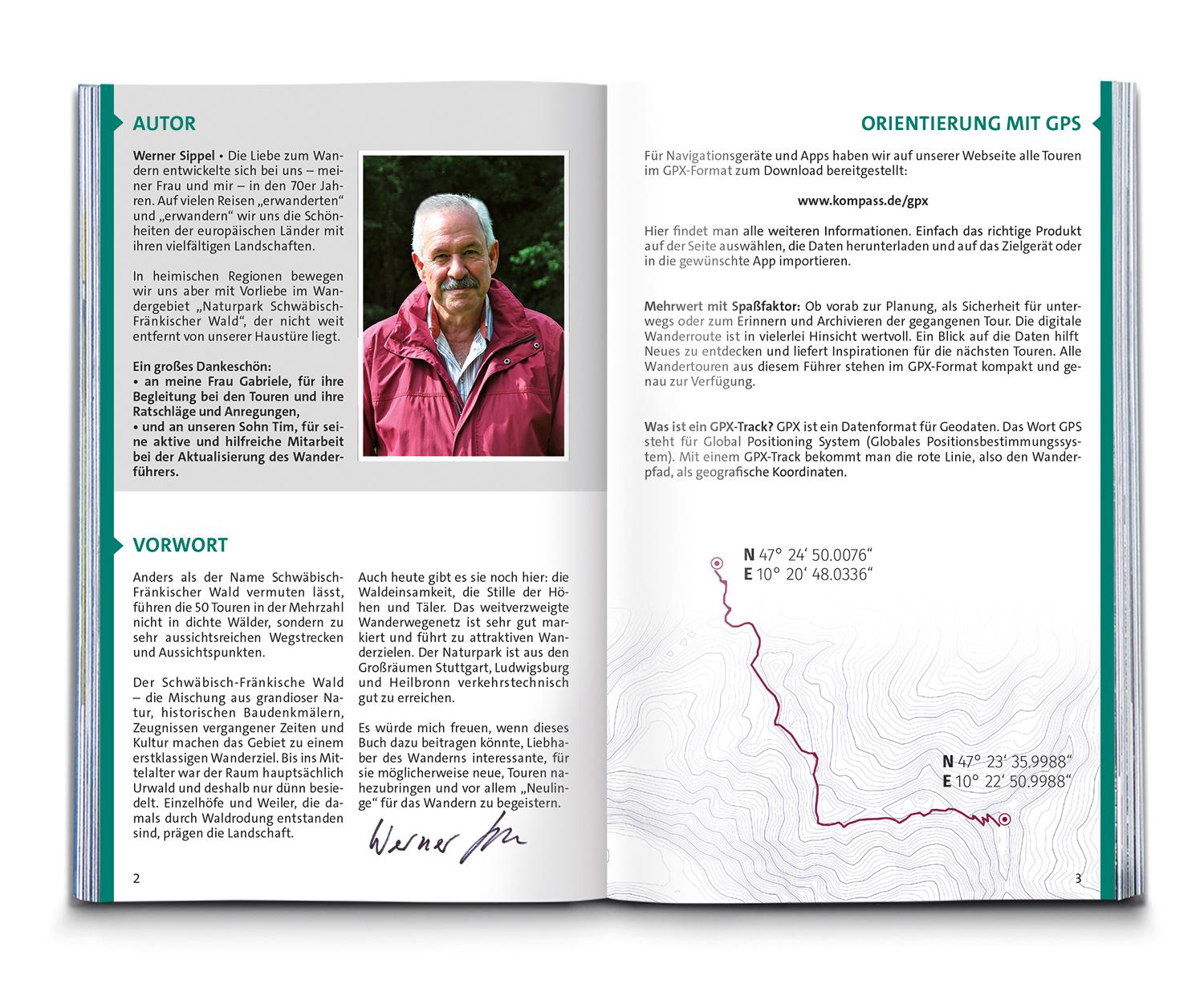 Beispielinhalt (Bild) KOMPASS Wanderführer Naturpark Schwäbisch-Fränkischer Wald, Die Wanderregion bei Stuttgart, 50 Touren mit Extra-Tourenkarte