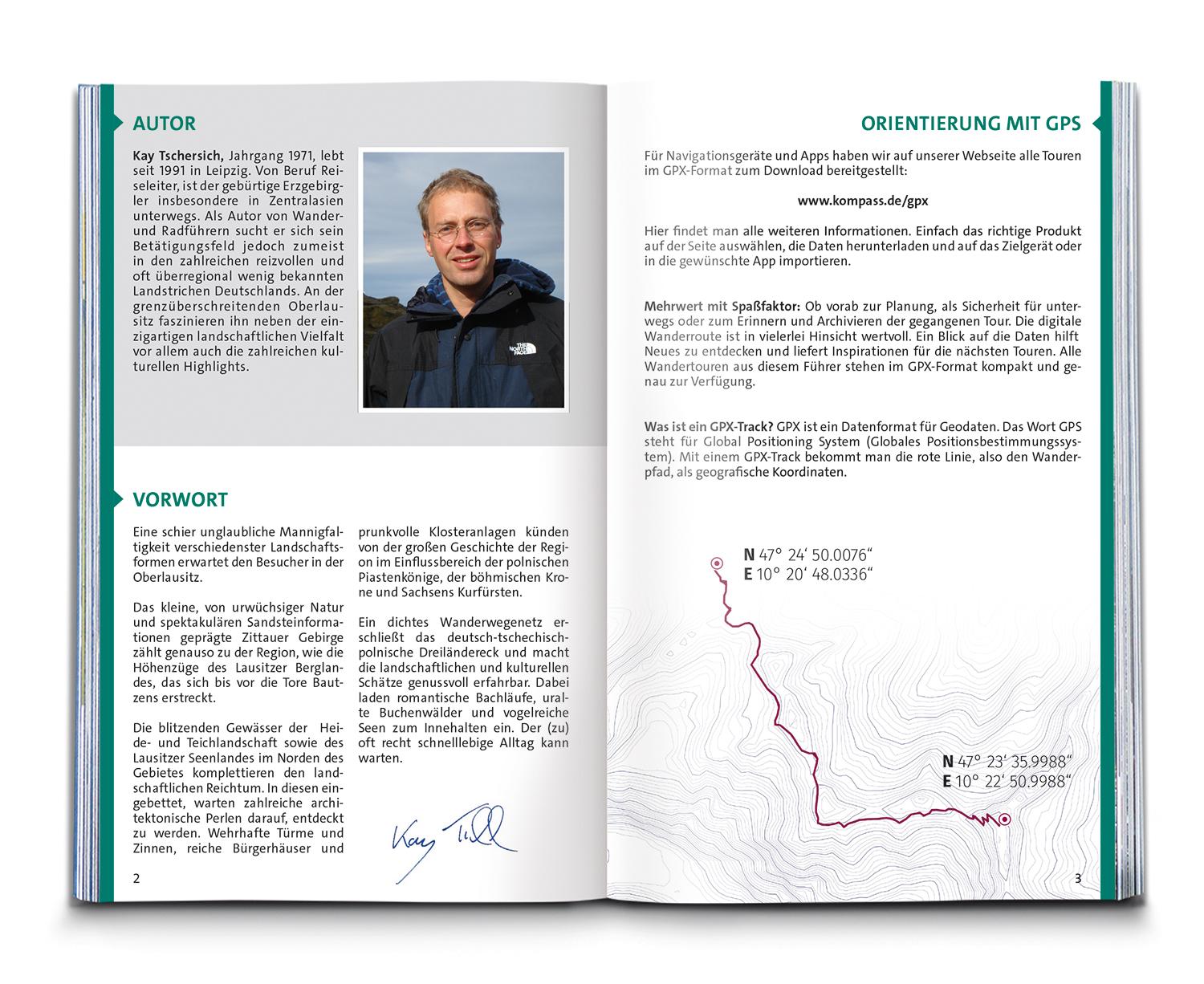 Beispielinhalt (Bild) KOMPASS Wanderführer Oberlausitz, Lausitzer Heide-, Teich- und Bergland, mit Zittauer Gebirge, 55 Touren mit Extra-Tourenkarte