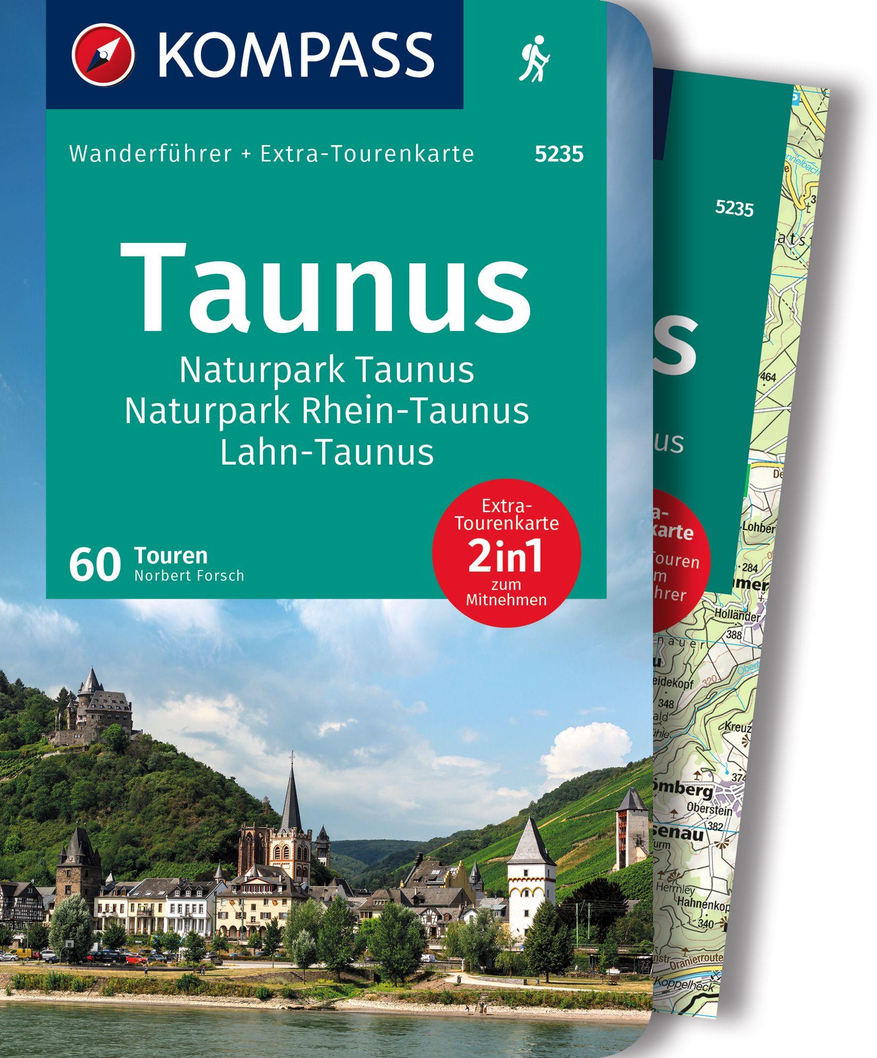 Vorderes Coverbild KOMPASS Wanderführer Taunus, Naturpark Taunus, Naturpark Rhein-Taunus, Lahn-Taunus, 60 Touren mit Extra-Tourenkarte