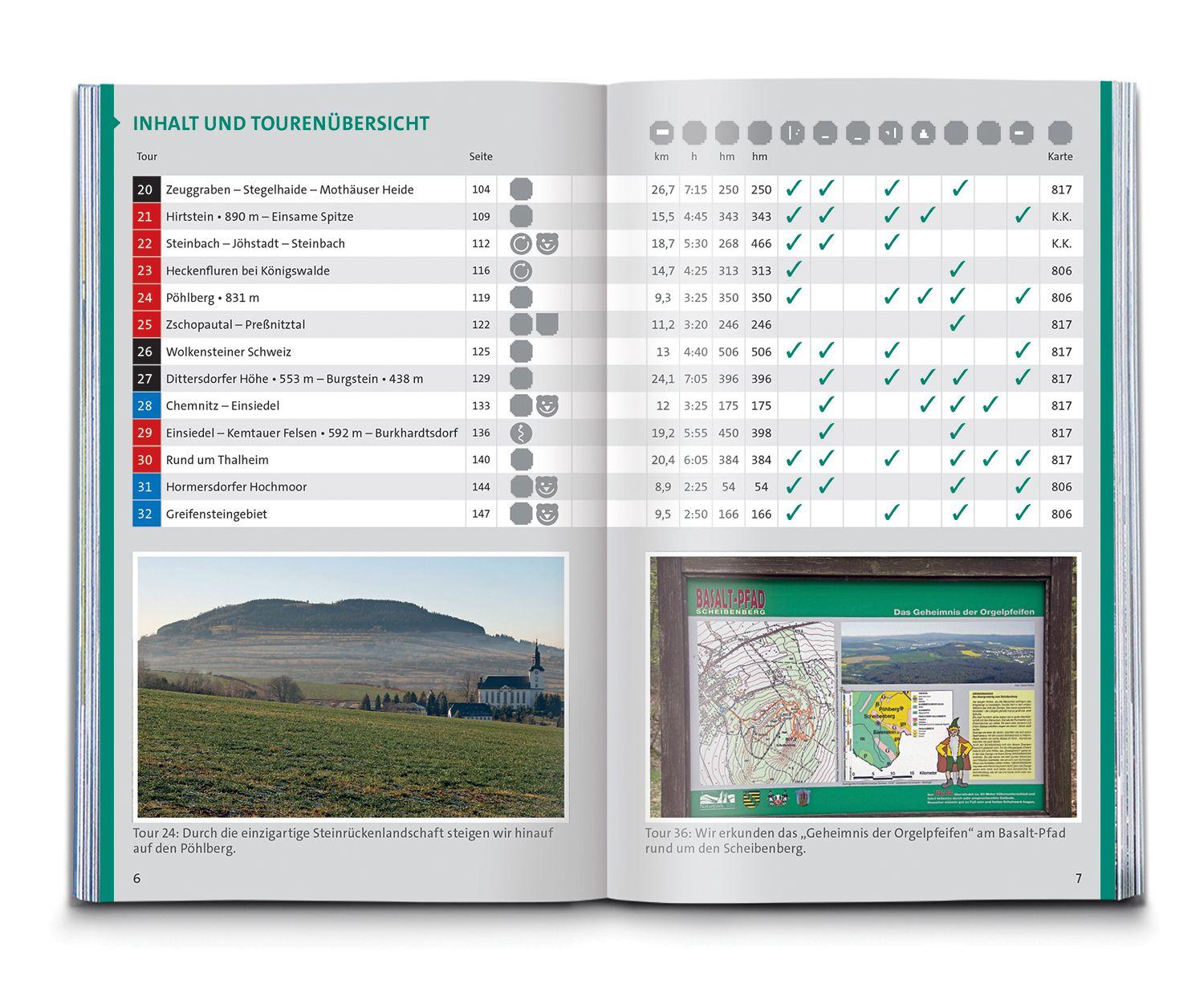 Beispielinhalt (Bild) KOMPASS Wanderführer Erzgebirge, 55 Touren mit Extra-Tourenkarte
