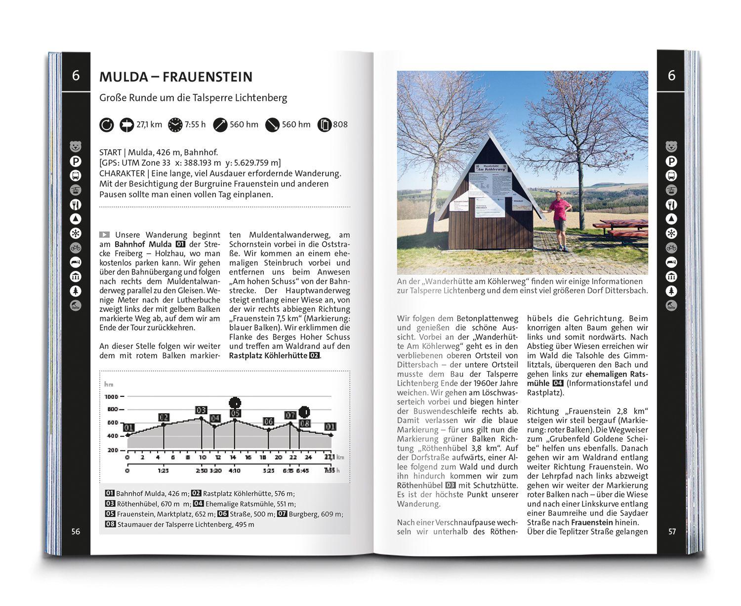 Beispielinhalt (Bild) KOMPASS Wanderführer Erzgebirge, 55 Touren mit Extra-Tourenkarte