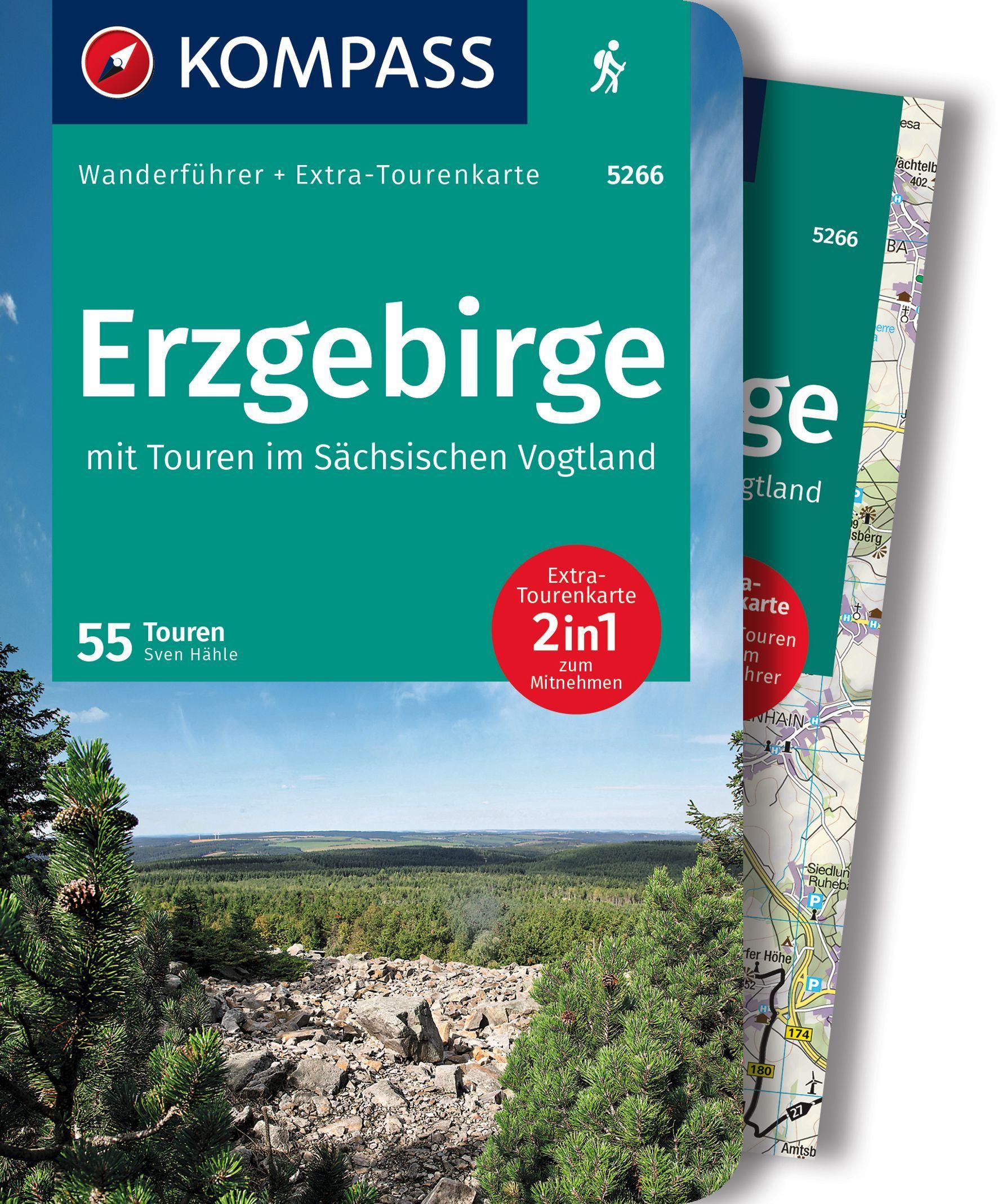 Vorderes Coverbild KOMPASS Wanderführer Erzgebirge, 55 Touren mit Extra-Tourenkarte
