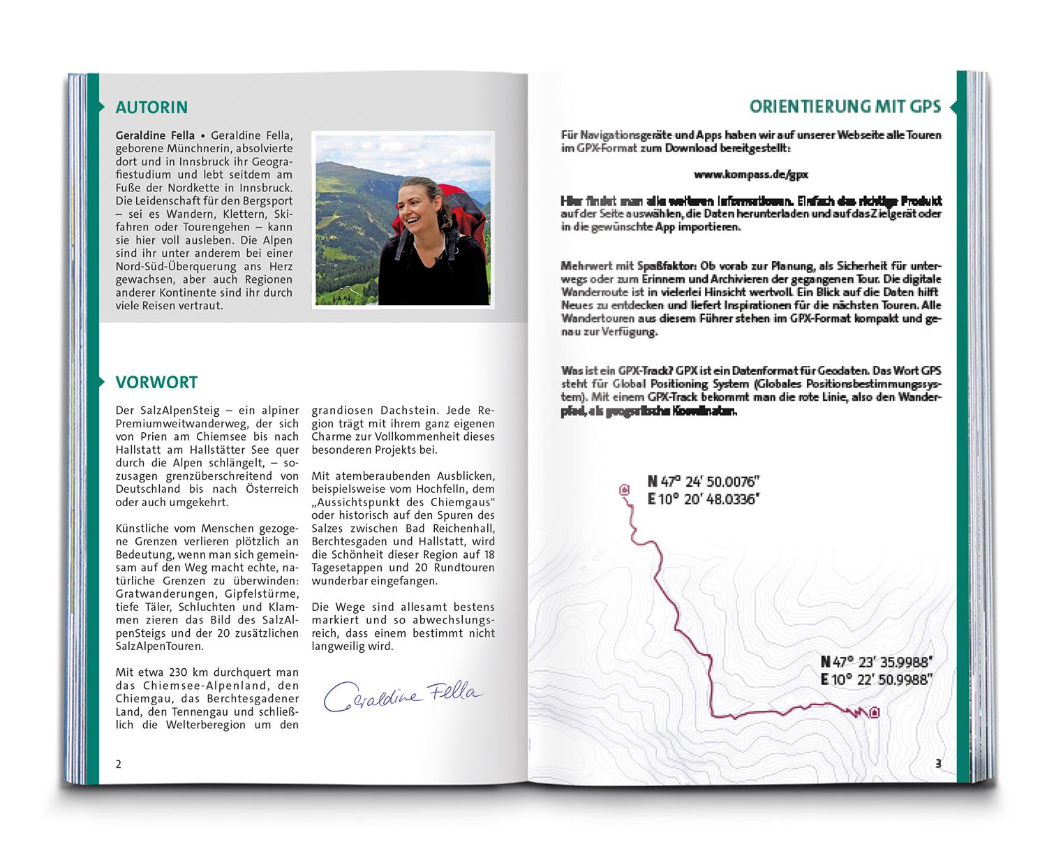 Beispielinhalt (Bild) KOMPASS Wanderführer SalzAlpenSteig, Chiemsee, Königssee, Hallstätter See, 40 Touren mit Extra-Tourenkarte