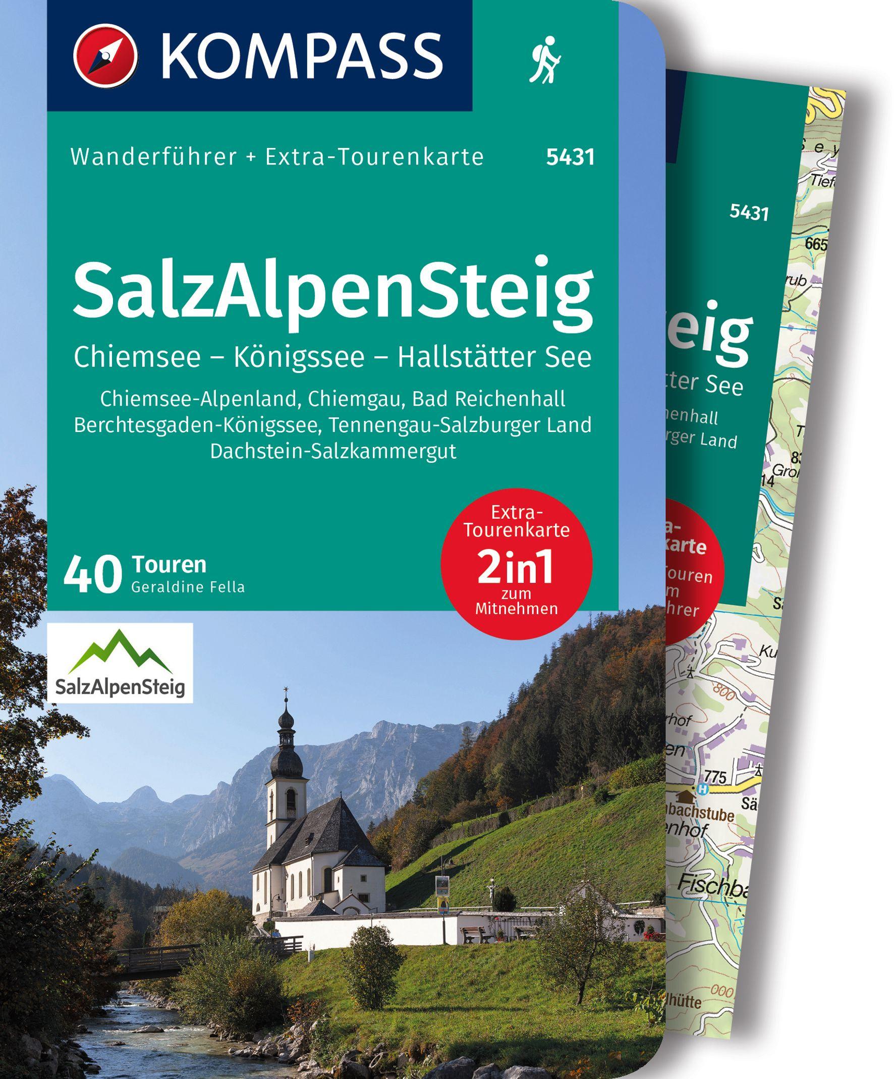 Vorderes Coverbild KOMPASS Wanderführer SalzAlpenSteig, Chiemsee, Königssee, Hallstätter See, 40 Touren mit Extra-Tourenkarte