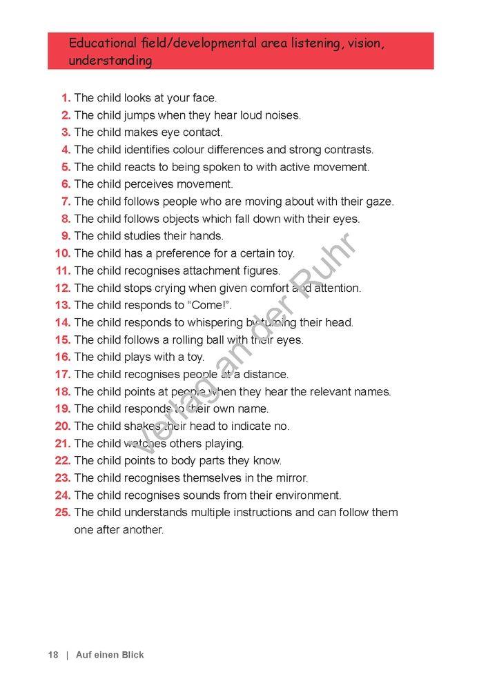 Beispielinhalt (Bild) Mehrsprachiger Kriterienkatalog zum Beobachtungsbogen für Kinder unter 3