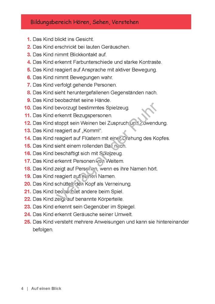 Beispielinhalt (Bild) Mehrsprachiger Kriterienkatalog zum Beobachtungsbogen für Kinder unter 3