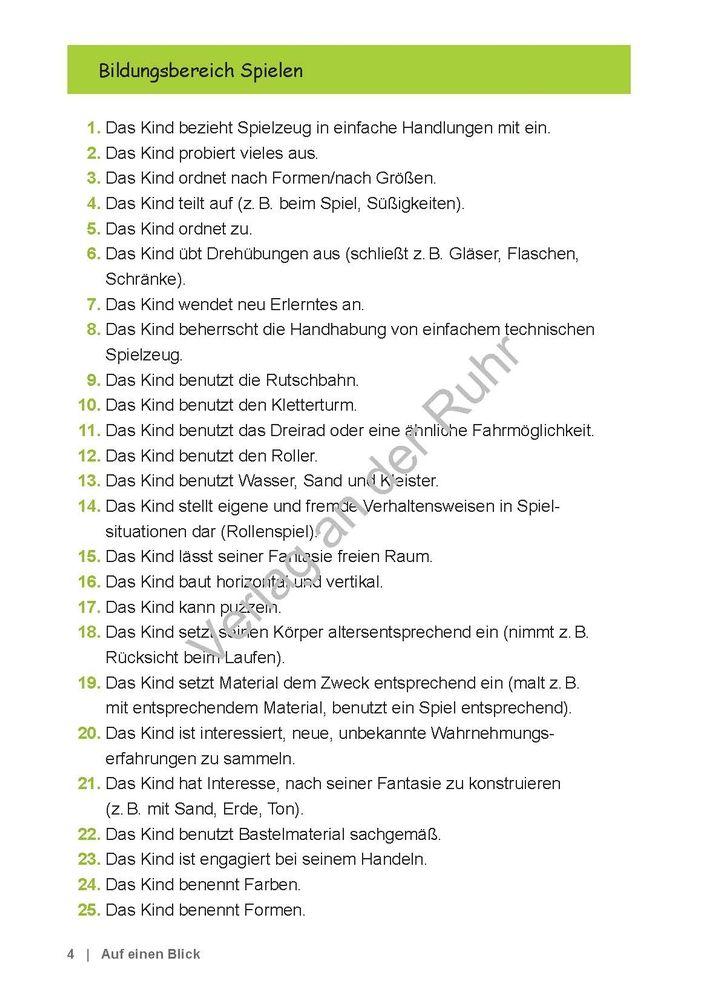 Beispielinhalt (Bild) Mehrsprachiger Kriterienkatalog zum Beobachtungsbogen für Kinder von 3 bis 6