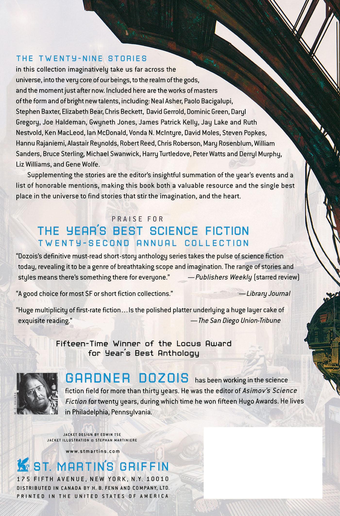 Rückseitencover The Year's Best Science Fiction