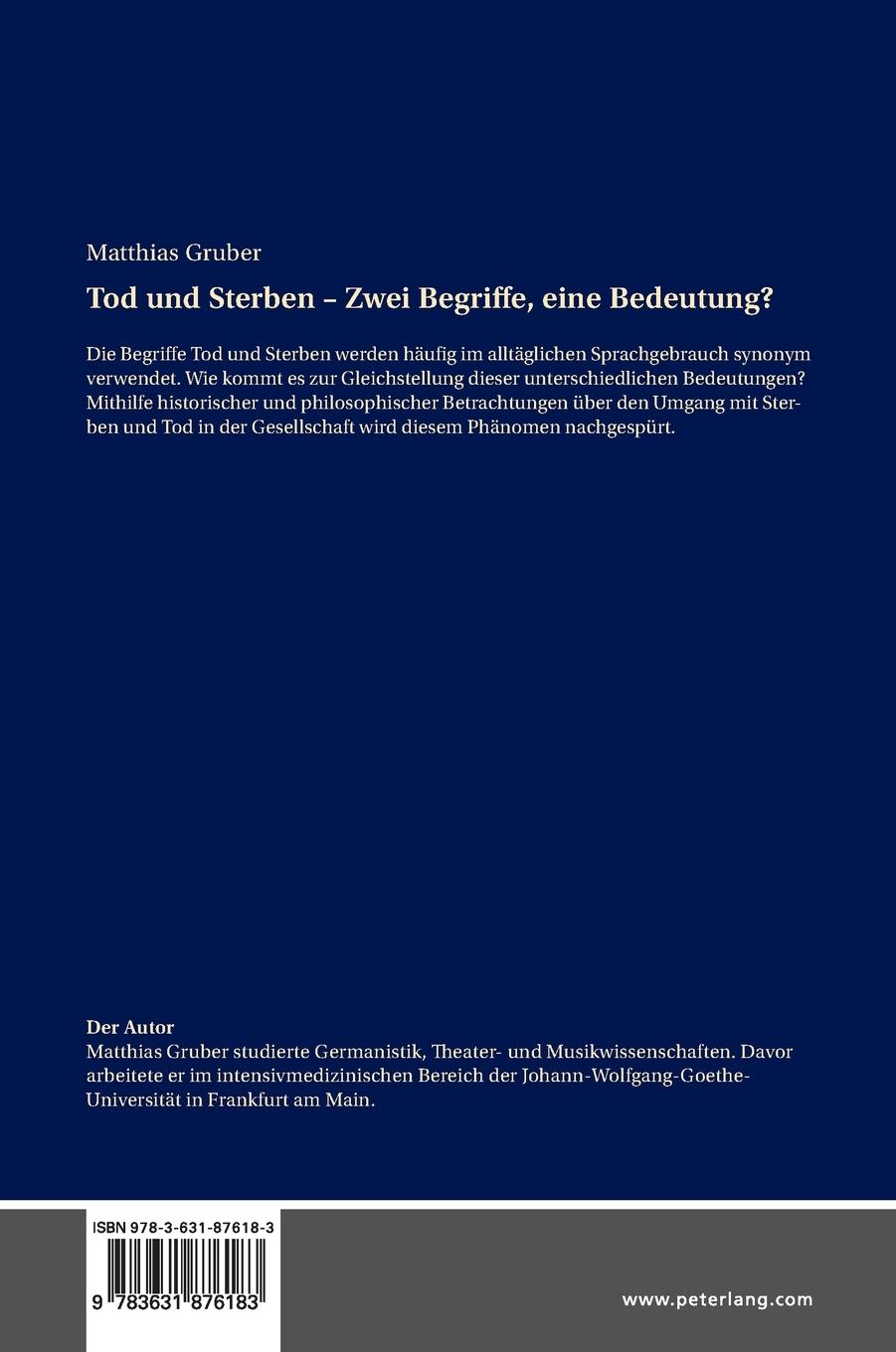 Rückseitencover Tod und Sterben - Zwei Begriffe, eine Bedeutung?