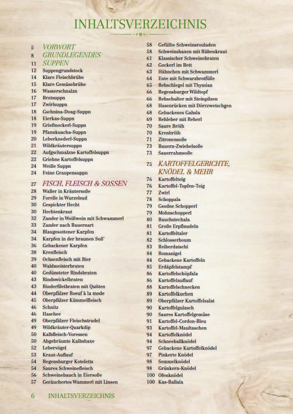 Beispielinhalt (Bild) Großes Oberpfälzer Kochbuch