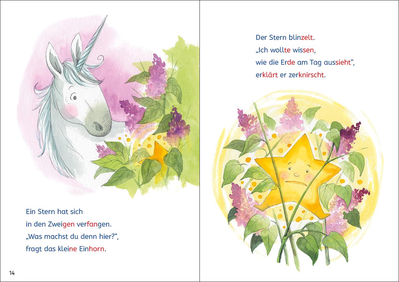 Beispielinhalt (Bild) Leselöwen Lesetraining 1. Klasse - Ein Stern für das kleine Einhorn