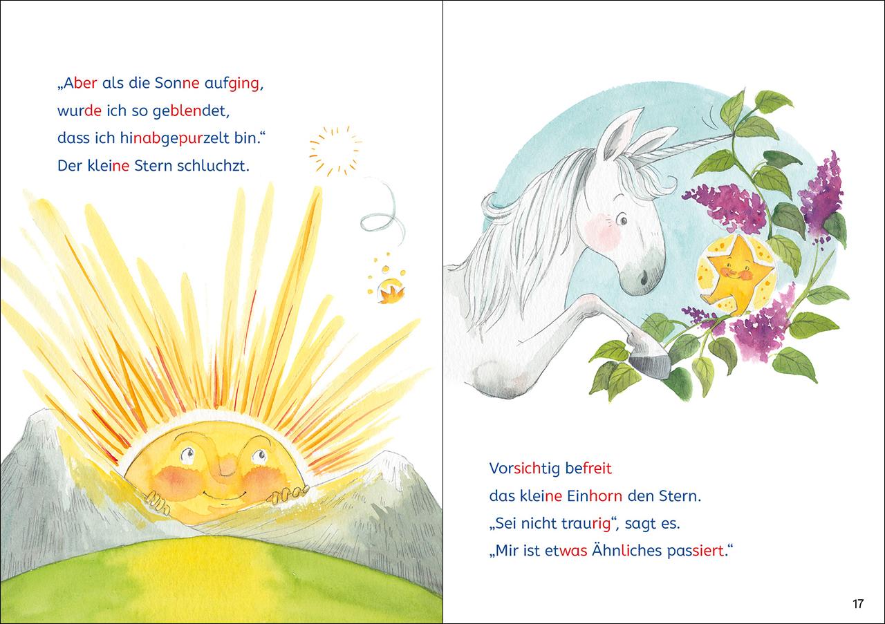Beispielinhalt (Bild) Leselöwen Lesetraining 1. Klasse - Ein Stern für das kleine Einhorn
