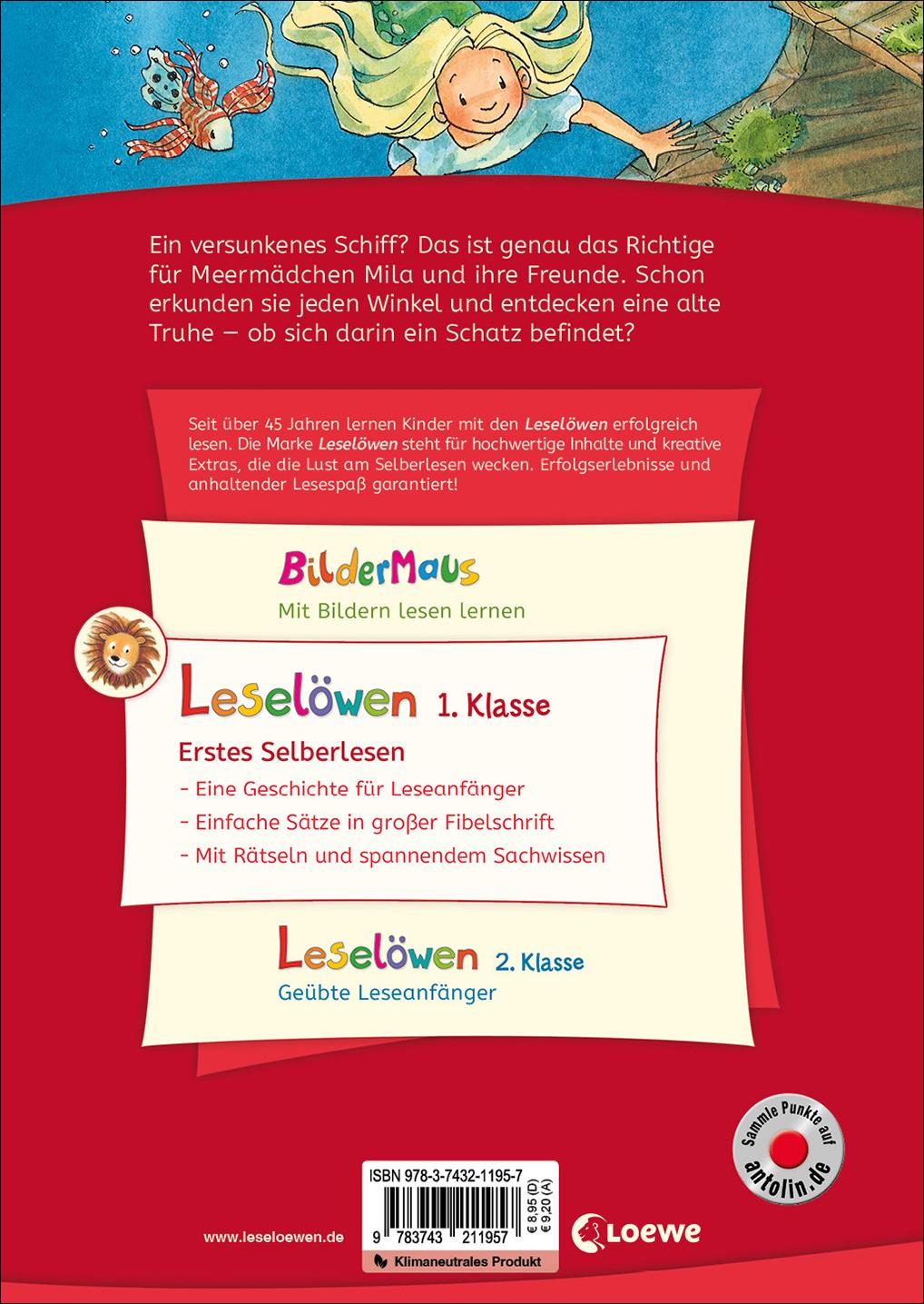 Rückseitencover Leselöwen 1. Klasse - Das Meermädchen und der versunkene Schatz