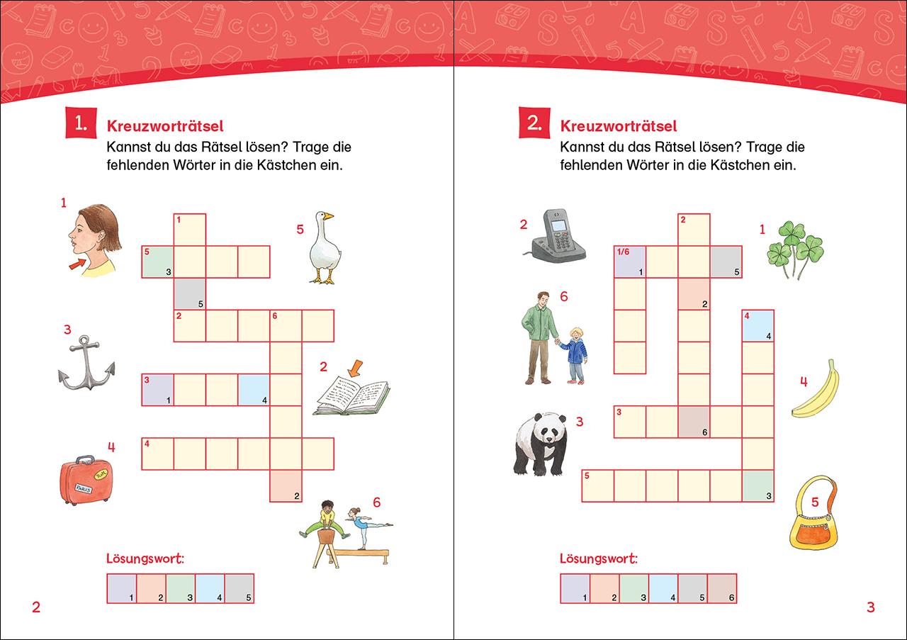 Beispielinhalt (Bild) Leselöwen Kreuzworträtsel für Erstleser - 1. Klasse (Marineblau)