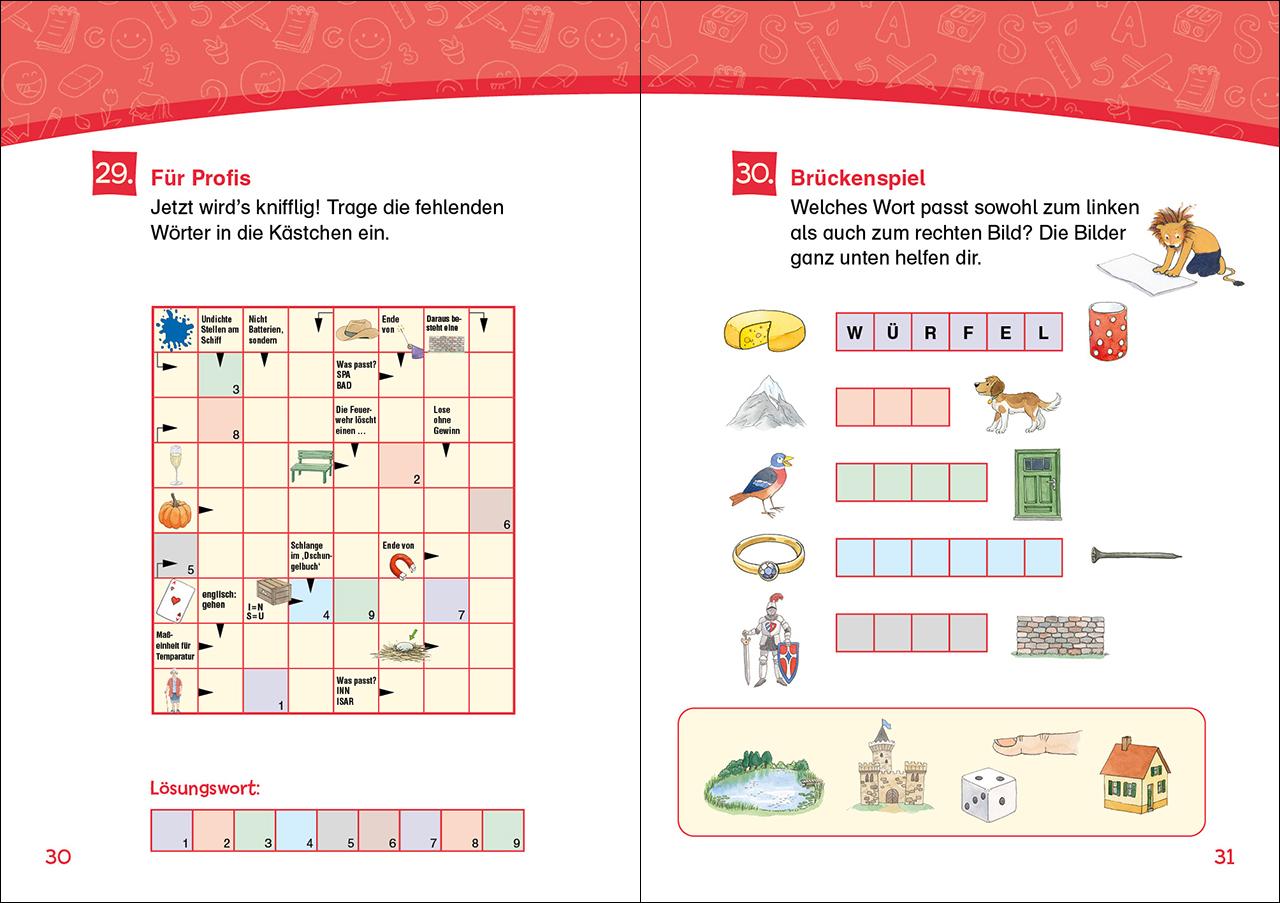 Beispielinhalt (Bild) Leselöwen Kreuzworträtsel für Erstleser - 1. Klasse (Marineblau)