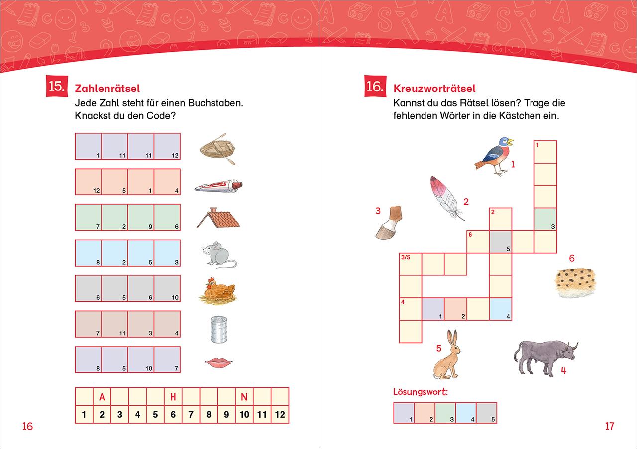 Beispielinhalt (Bild) Leselöwen Kreuzworträtsel für Erstleser - 1. Klasse (Marineblau)