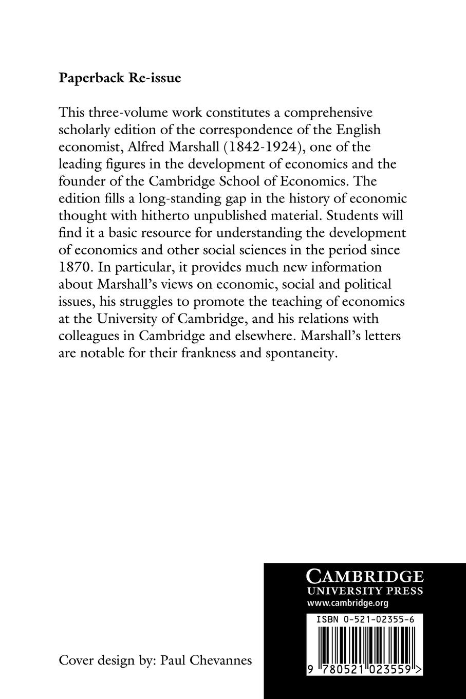 Rückseitencover The Correspondence of Alfred Marshall, Economist