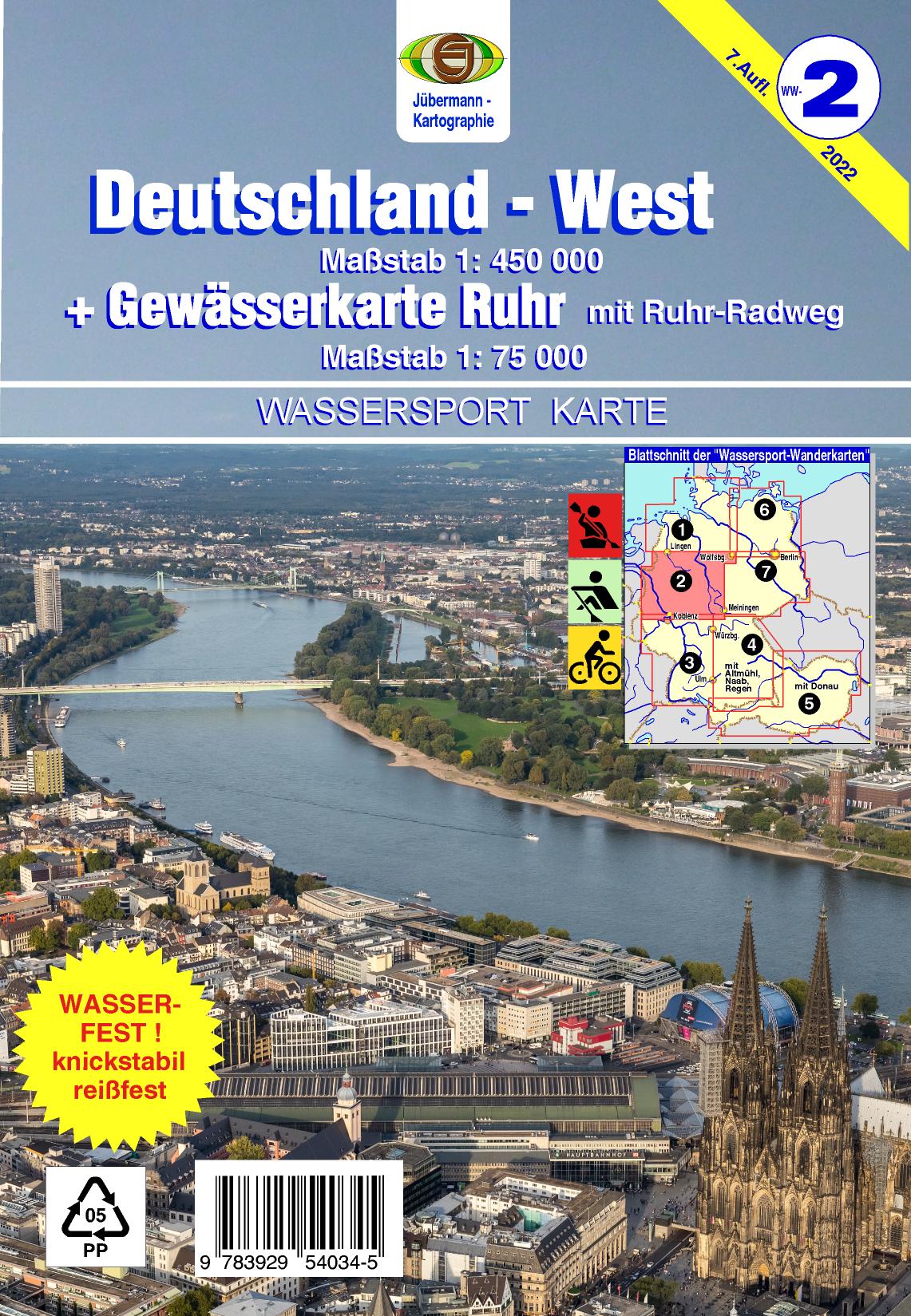 Vorderes Coverbild Wassersport-Wanderkarte 02. Deutschland West