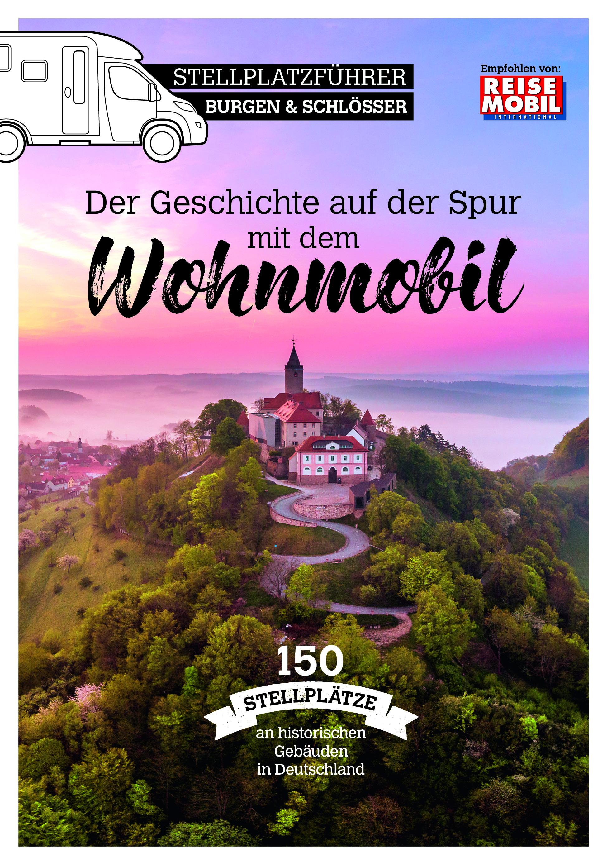 Vorderes Coverbild Stellplatzführer Burgen & Schlösser