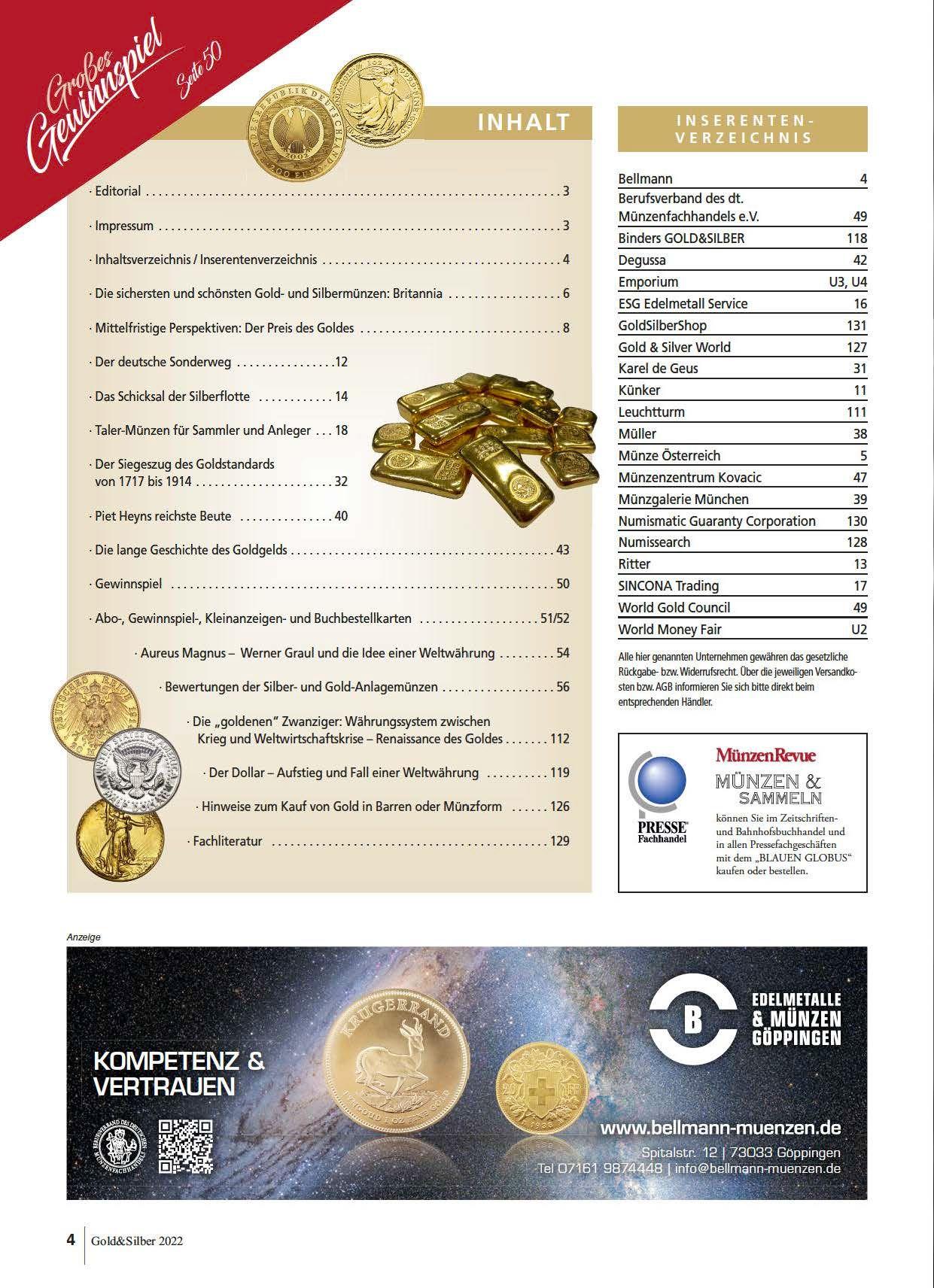 Beispielinhalt (Bild) Sonderheft Gold & Silber