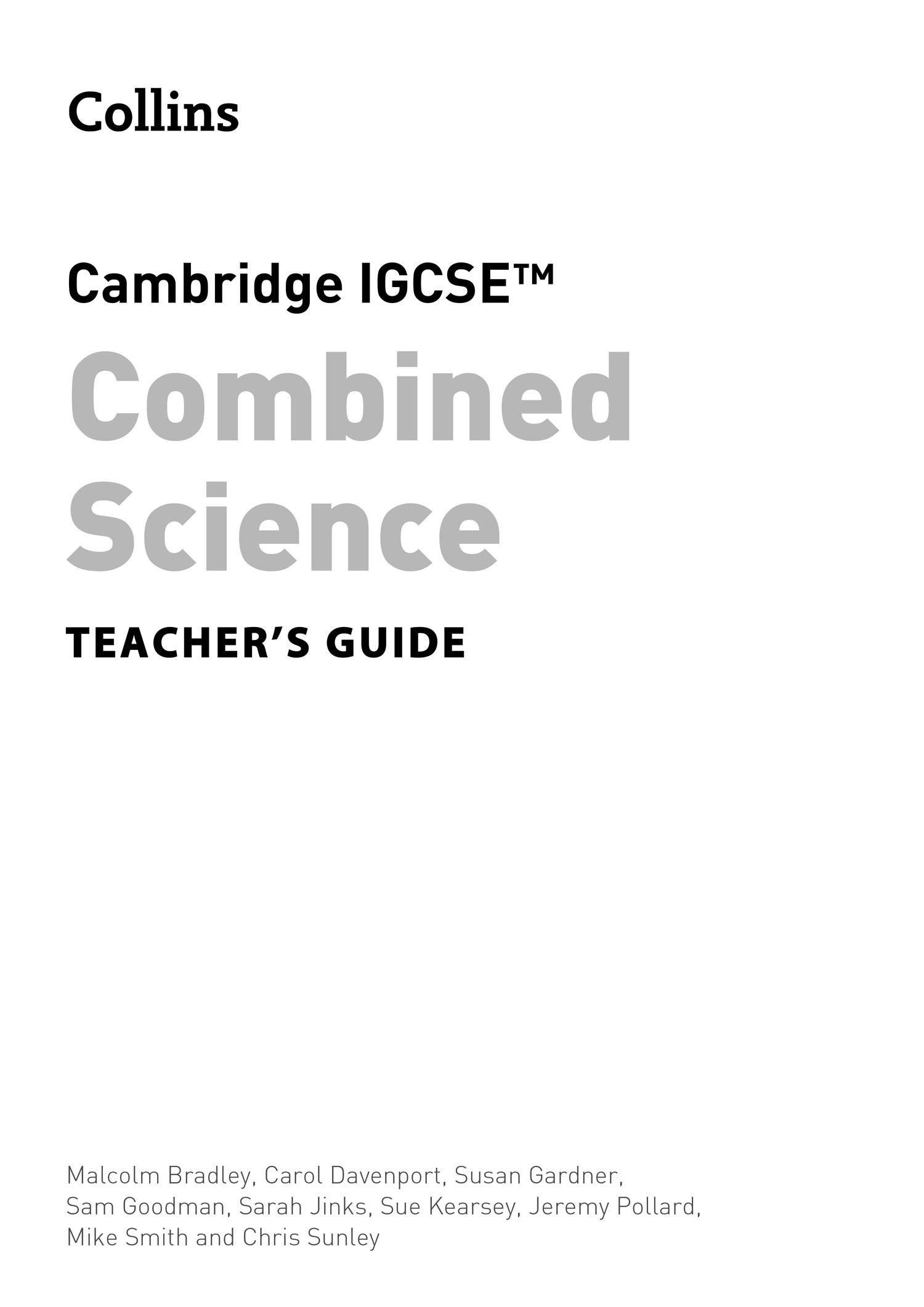 Beispielinhalt (Bild) Cambridge Igcse(tm) Combined Science Teacher Guide