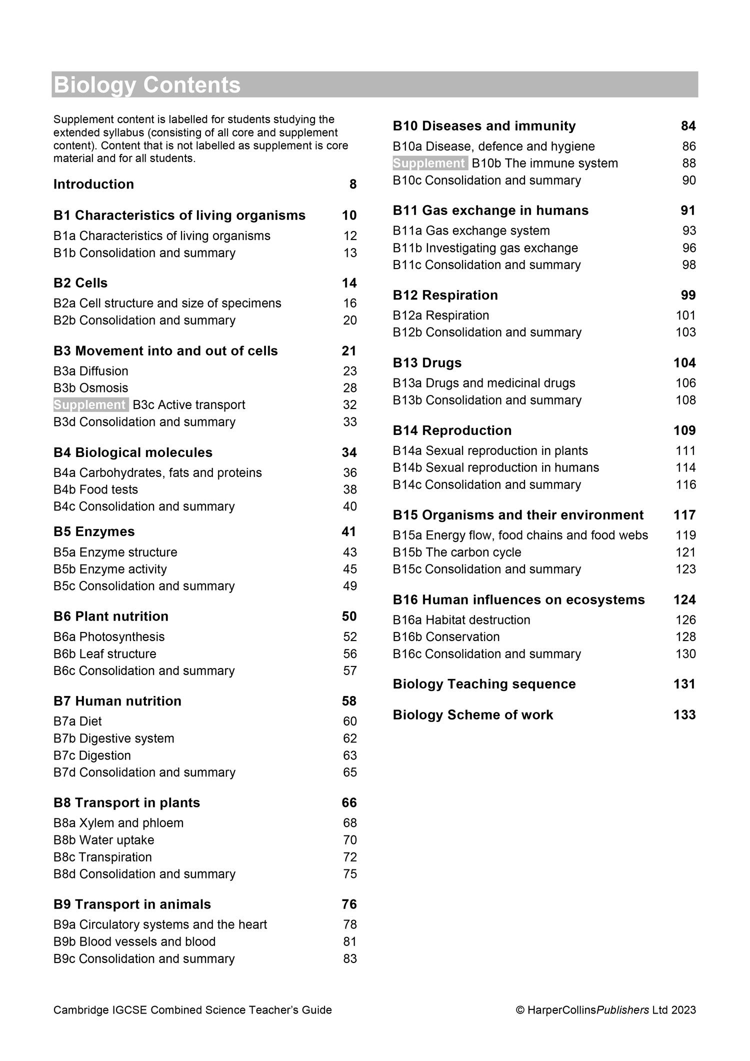 Beispielinhalt (Bild) Cambridge Igcse(tm) Combined Science Teacher Guide