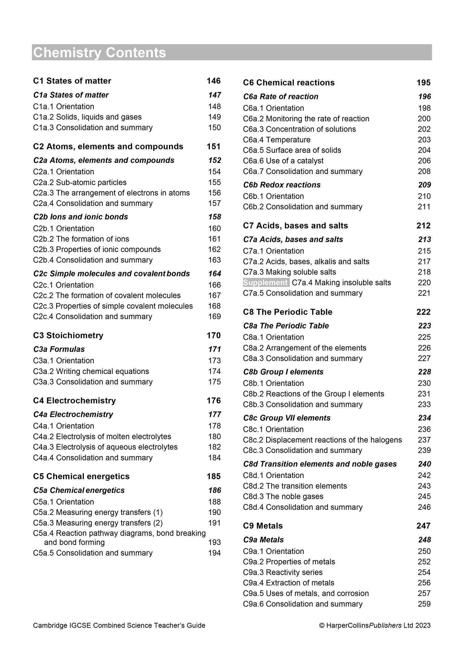 Beispielinhalt (Bild) Cambridge Igcse(tm) Combined Science Teacher Guide