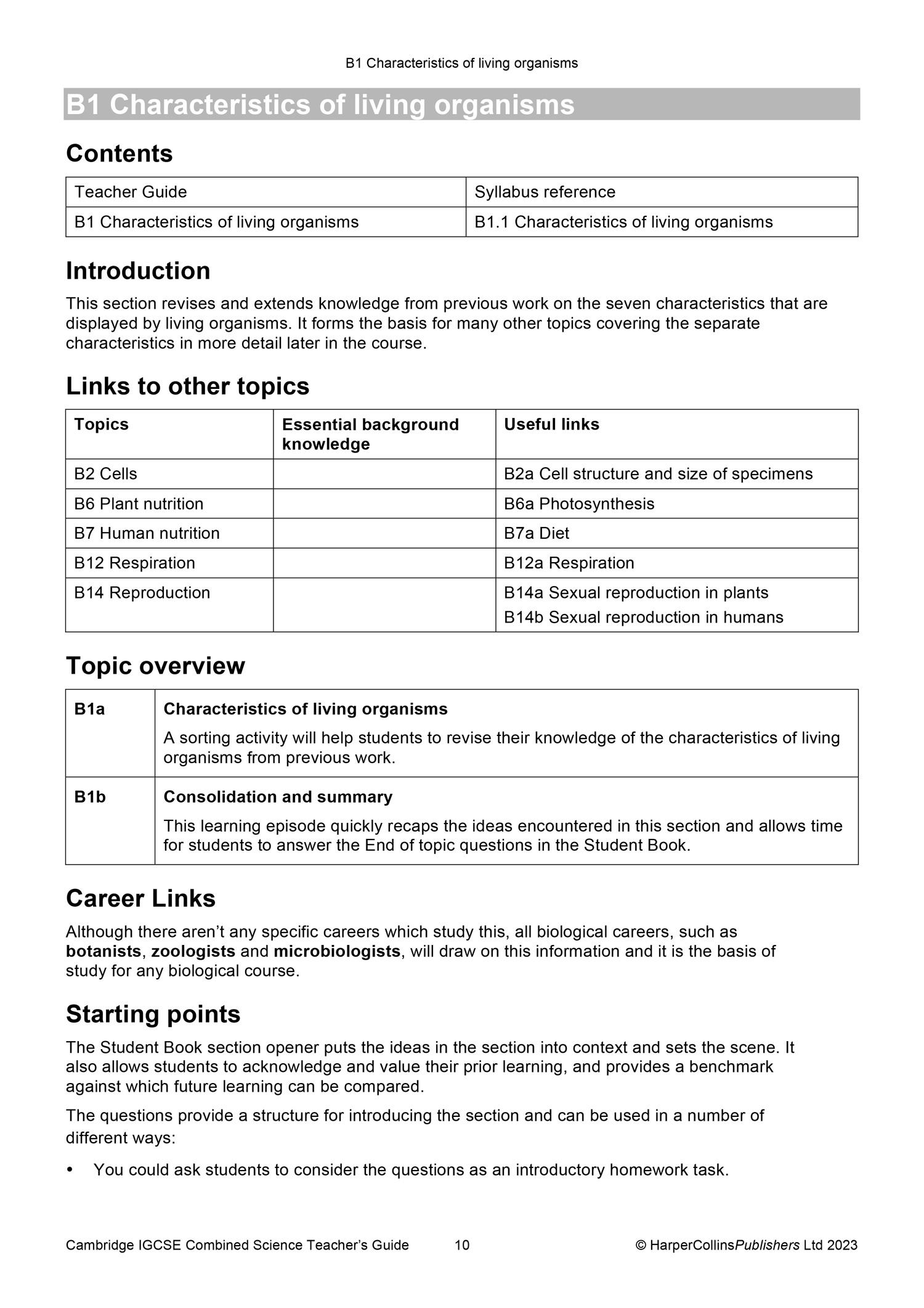 Beispielinhalt (Bild) Cambridge Igcse(tm) Combined Science Teacher Guide