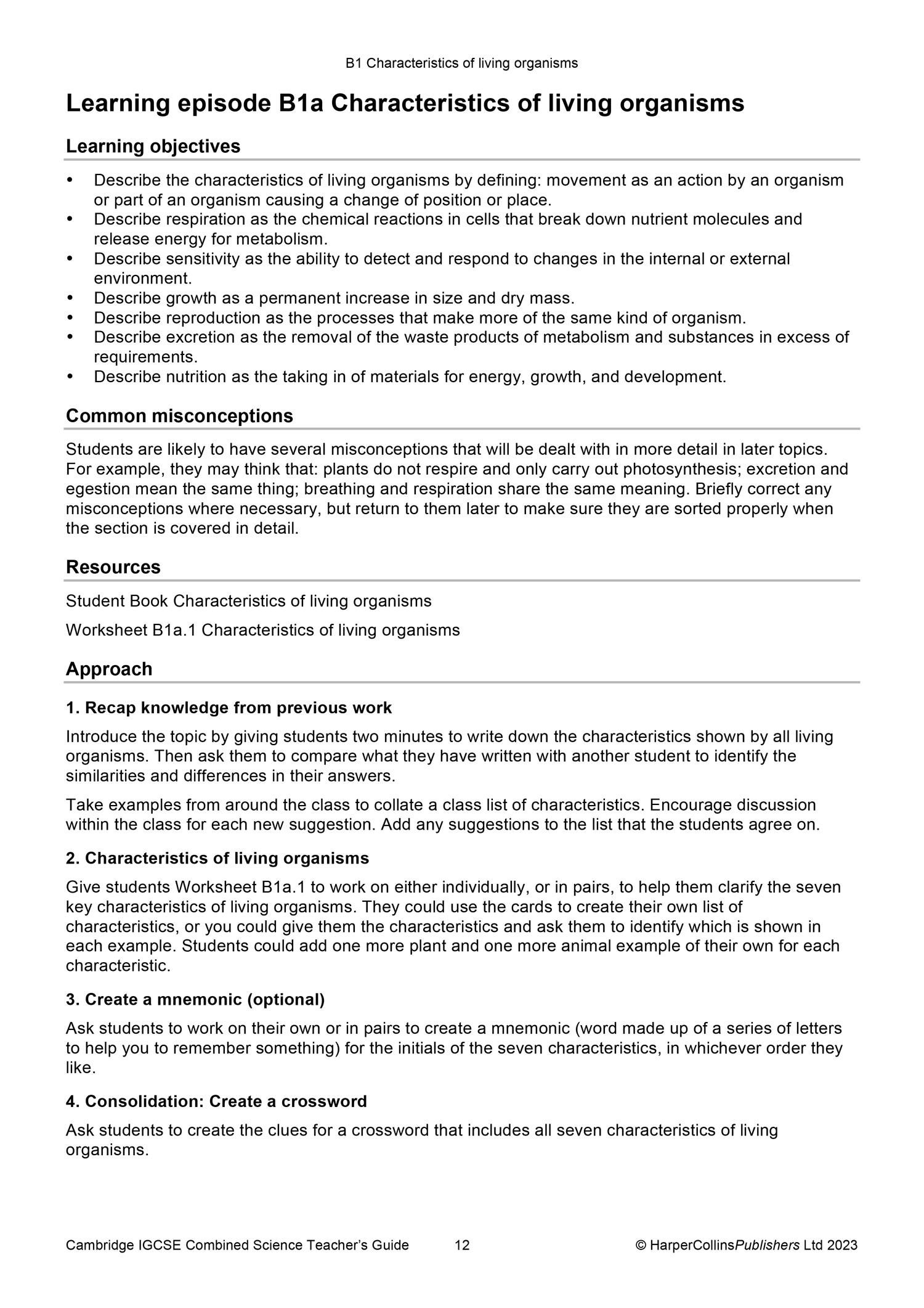 Beispielinhalt (Bild) Cambridge Igcse(tm) Combined Science Teacher Guide