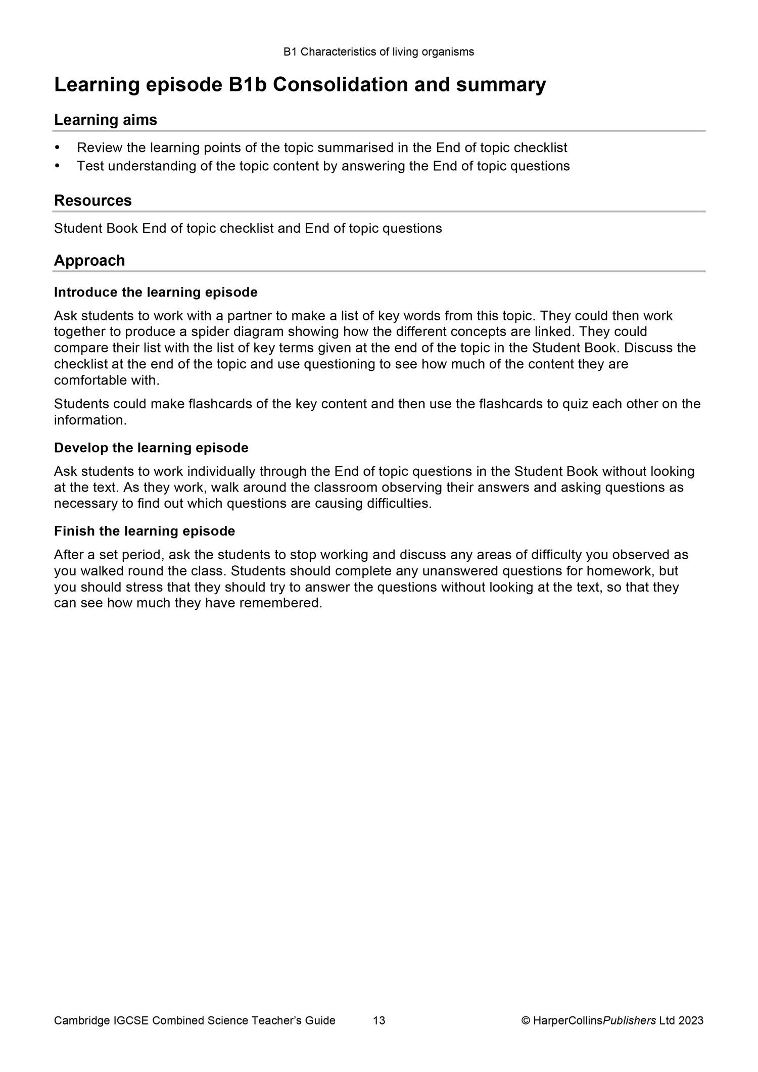 Beispielinhalt (Bild) Cambridge Igcse(tm) Combined Science Teacher Guide