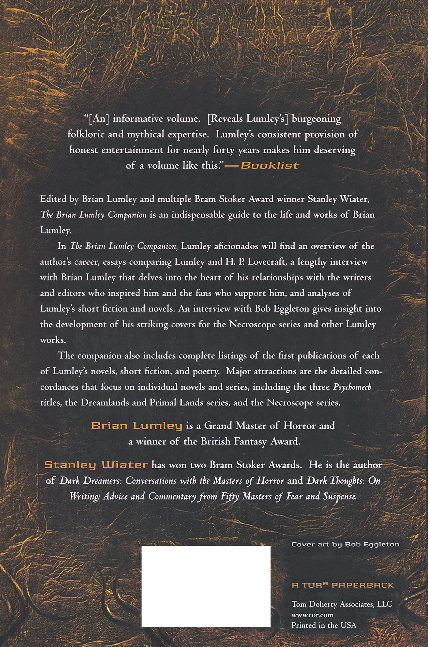 Rückseitencover The Brian Lumley Companion