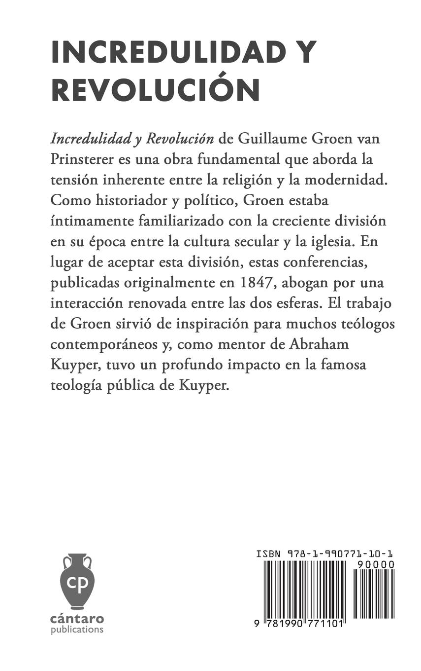 Rückseitencover Incredulidad y Revolución
