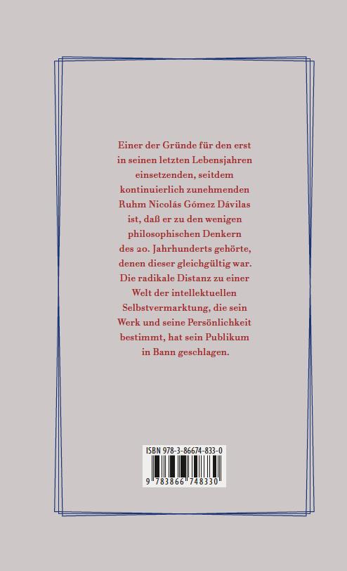 Rückseitencover Im Dialog mit Gómez Dávila