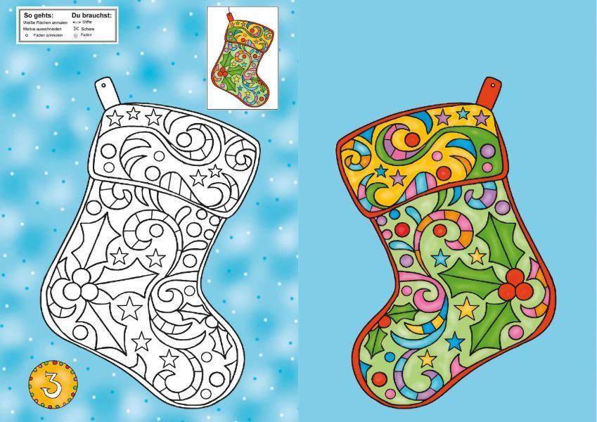 Beispielinhalt (Bild) Das Ausschneide-Bastelbuch Adventskalender