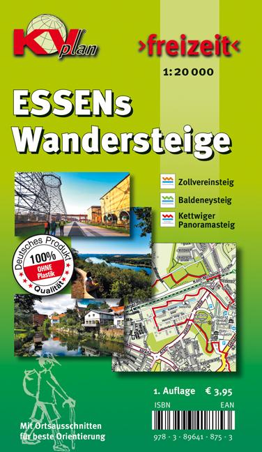 Vorderes Coverbild ESSENs Wandersteige, KVplan, Wanderkarte/Zollvereinsteig/Baldeneysteig/Kettwiger Panoramasteig, 1:20.000