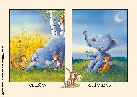 Beispielinhalt (Bild) Eddy sucht seinen Teddy - Kamishibai-Bilderbuchkarten